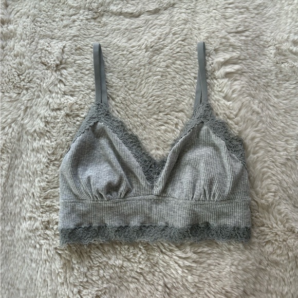 aerie Other - NWT Aerie Gray Ribbed Lace Triangle Bralette